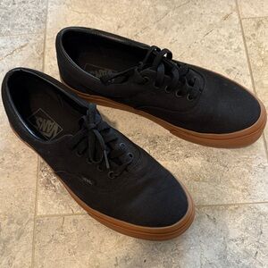 Vans Men's The Authentic Black Sneakers w/ Gum Sole